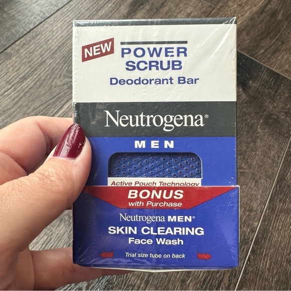 Neutrogena Men Power Scrub Deodorant Bar Discontinued Face Wash - Picture 1 of 2